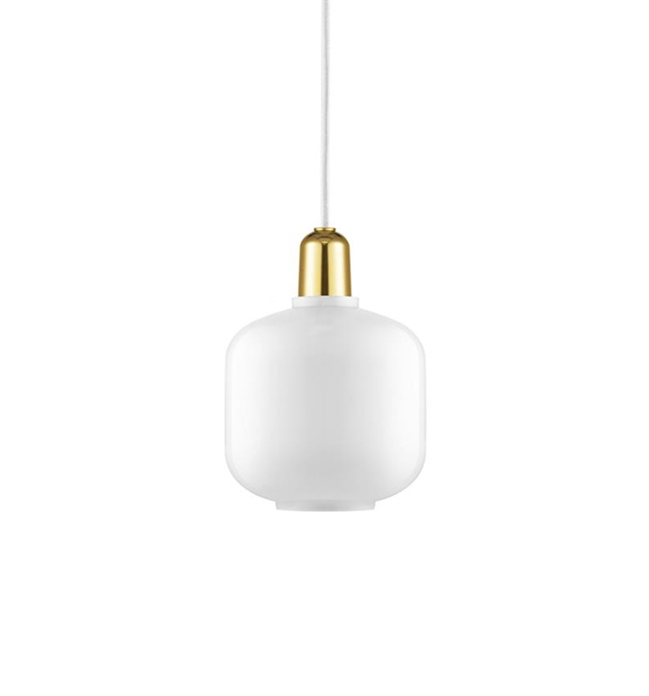 Amp hanglamp, Messing - Klein, Wit/Messing